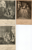 LOT DE CINQ CARTES DE REPRODUCTION D'ESTAMPES Signées MOREAU LE JEUNE - Other & Unclassified