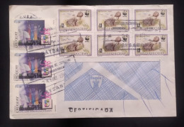D)1994, URUGUAY, LETTER WITH 3 STAMPS XXX ANNIVERSARY OF TELEVISION CHANNEL 5, 6 STAMPS WWF, WORLD FOUNDATION FOR THE PR - Uruguay