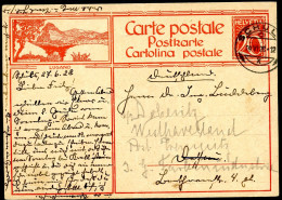 Bild-Postkarte P128-17 LUGANO Schuls - Dessau WEITERSENDUNG 1928 Kat.10,00€ - Entiers Postaux