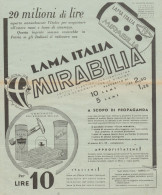 Lama Italia MIRABILIA - Pubblicità Del 1938 - Old Advertising - Advertising