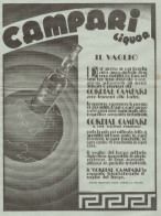 Cordial Campari Liquor - Pubblicità Formato Grande Del 1934 - Old Advert - Publicités