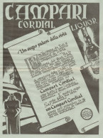 Cordial Campari Liquor - Pubblicità Formato Grande Del 1934 - Old Advert - Publicités