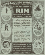 Perchè Si Deve Preferire Il RIM - Pubblicità Grande Formato Del 1930 - Ad - Publicités