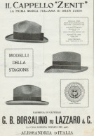 Cappello Zenit - BORSALINO - Pubblicità Grande Formato - 1924 Old Advert - Publicités