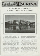 Il Grand Hotel MISURINA - Pubblicità Grande Formato - 1924 Old Advertising - Publicidad