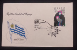 D)1975, URUGUAY, FIRST DAY COVER, ISSUE, CHRISTMAS, AUTHOR ALVAREZ COZZI, FDC - Uruguay