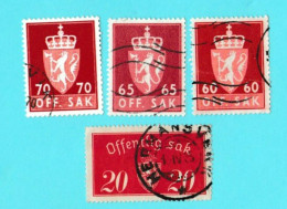 Norvege - Norge - Norway - Lot De 4 Timbres Offentlig Sak - Lions - Animaux Heraldiques - Other & Unclassified