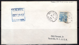 ARG & SYD. T.P.O, 20 X 1953 Cancel, CN Rys, S.S. Bar Haven   - Storia Postale