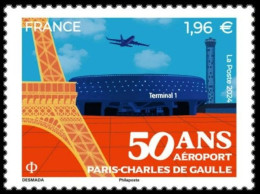 FRANCE 2024 EVENTS 50th Anniv. Of The Charles De Gaulle Airport - Fine Stamp MNH - Ungebraucht