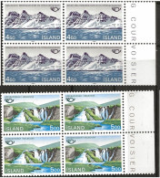 Iceland Island 1983 Norden: Mount Súlu, Urrithafossar, Melbugsá Mi 596-597 In Blocs Of Four  MNH(**) - Ongebruikt