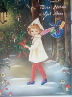 BUON NATALE BAMBINA FUNGO FUNGHI FUNGHETTI  V1965 JV6355 - Mushrooms