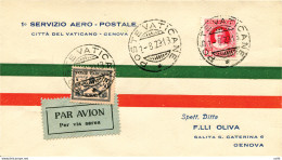 (Vaticano) - Genova Del 2.8.29 - Primo Volo - Storia Postale (Posta Aerea)