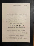 Comt De Preston Lords Gormanston Pairs Irlande De Wittenbach *1783+1884 Chateau Schoonbeek Beverst Hasselt Honderdjarige - Overlijden