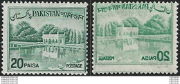 1970 Pakistan Giardini Di Shalimar 20p. Verde Variety MNH SG. N. 176b - Pakistán