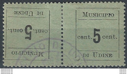 1918 Municipio Di Udine 1 Tête-bêche Canceled Sassone N. 1c. - Otros & Sin Clasificación