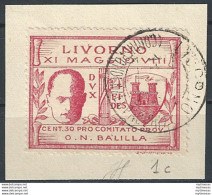 1930 Livorno 30c. Rosa Lilla Canceled Sassone N. 1d - Otros & Sin Clasificación