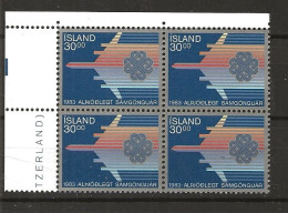 Iceland Island 1983 World Communications Year Mi 605 In Bloc Of Four  MNH(**) - Ongebruikt