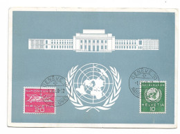 Postcard Switzerland GE Geneva United Nations Building UN Postmarks On 2 Stamps To Algiers 1960 - Genève