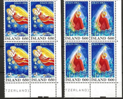 Iceland Island 1983 Christmas, St. Mary With Child,  Angel,  Mi 608-609 In Blocs Of Four  MNH(**) - Ongebruikt