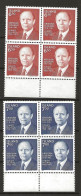 Iceland Island 1983 1st Anniversary Of The Death Of Kristján Eldjárn  Mi 610-611 In Blocs Of Four  MNH(**) - Ungebraucht