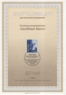 Germany Deutschland 1986-7 Gottfried Benn, German Poet Essayist Physician, Canceled In Berlin - 1981-1990