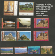 ONU Nations Unies Patrimoine Mondial ** Genève 1998 1999 2000 2003 2006 2013 Timbres Issus De Feuilles - Unused Stamps