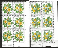 Iceland Island 1984 Flowers, Burnet Rose, Goose Cinquefoil  Mi 612-613 In Blocs Of Six  MNH(**) - Unused Stamps