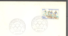 PARIS - Jeux Olympiques De Mexico - 1er Jour : 12 Oct. 68 (sur Enveloppe Entière) - Cachets Commémoratifs