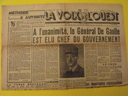 La Voix De L'Ouest, Quotidien De Bretagne Maine Normandie Anjou. N° 200 Du 14 Novembre 1945 De Gaulle - Sonstige & Ohne Zuordnung