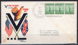 1942 Staehle Cover - World War II, V For Victory, Argentina Newfoundland - Brieven En Documenten