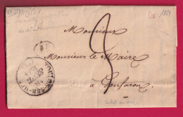 FRANCHISE LE PREFET MARITIME DU 5EME ARRONDISSEMENT TOULON VAR 1834 POUR GONFARON LETTRE - 1801-1848: Vorläufer XIX