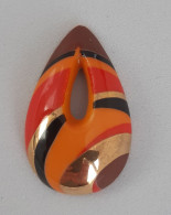 FEVE - FEVES -  "LES PENDENTIFS  DESIGN"-  JOLI PENDENTIF ORANGE BRUN ARGENT - Autres & Non Classés