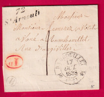 CURSIVE 72 ARNOULT SEINE ET OISE TAXE LOCALE 1 TYPE 12 RAMBOUILLET DECIME RURALE POUR RAMBOUILLET LETTRE - 1801-1848: Précurseurs XIX