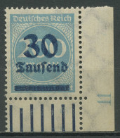 Deutsches Reich 1923 Freim. Walze 285 W UR -/1'5'1 Ecke Unt. Re. Postfrisch - Unused Stamps