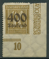 Deutsches Reich 1923 Ziffern Im Rechteck Platte 300 P UR Ecke 4 Postfrisch - Unused Stamps