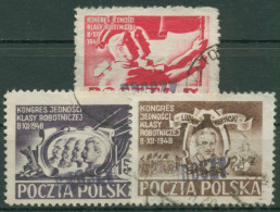 Polen 1950 Arbeiterpartei MiNr. 505/07 Mit Aufdruck 607/09 Gestempelt - Gebruikt