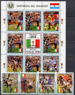 Paraguay 1991 Football Soccer World Cup Sheetlet + 4 Stamps With Silver Overprint MNH - 1994 – USA