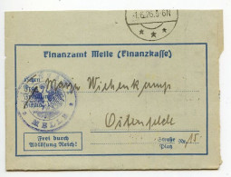 Germany 1926 Official Folded Document; Melle - Finanzamt (Tax Office) To Ostenfelde; Mahnzettel (Dunning Notice) - Covers & Documents