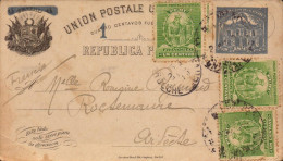 Lettre, Carte Union Postale Universelle ( Entier Postal ), Perou Pour La France, Rochemaure Ardeche, 1906 - Perú