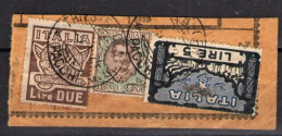 REGNO 1923 MARCIA SU ROMA + 1 LIRA  INTERESSANTE FRAMMENTO USATO - Afgestempeld