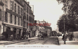 CPA QUIMPER - FINISTERE - AVENUE ET HOTEL DE LA GARE - ATTELAGE - Other & Unclassified