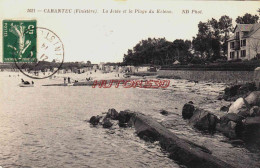 CPA CARANTEC - FINISTERE - LA JETEE ET LA PLAGE DE KELENN - Carantec