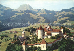 12270311 Gruyeres FR Fliegeraufnahme Mit Schloss Gruyeres - Andere & Zonder Classificatie