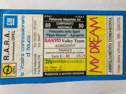 Biglietto Pallavolo Maschile A2 Campionato 89-90 Sanyo Volley Team Agrigento - Tickets D'entrée