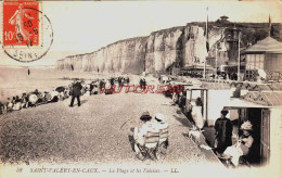 CPA SAINT VALERY EN CAUX - SEINE MARITIME - LA PLAGE ET LES FALAISES - Saint Valery En Caux