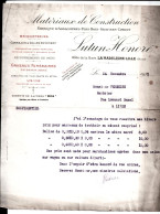 Matériaux De Construction. Fabrique D'Agglomérés Fers Bois Lutun Honoré. La Madeleine Lille. à M. Verhelst à Lille. 1921 - 1900 – 1949