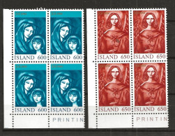 Iceland Island 1984 Christmas, Mary With Child. Angel With Christmas Rose  Mi 624-625 In Blocs Of Six  MNH(**) - Ongebruikt