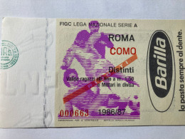 Biglietto Stadio Olimpico Roma Como Campionato Serie A 1986-87 - Biglietti D'ingresso