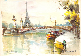 PARIS  Pont Alexandre-III Aquarelle  8 (scan Recto-verso)MA2299Vic - District 07