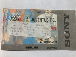 Biglietto Stadio Juventus Milan Campionato Serie A 1997-98 - Tickets D'entrée